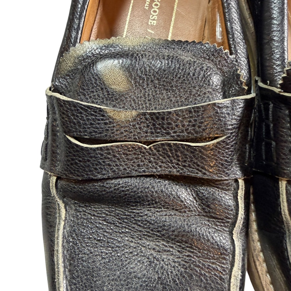 Golden Goose Jerry Leather Penny Loafer Size 41 Black Distressed Made in Italy - Picture 2 of 11